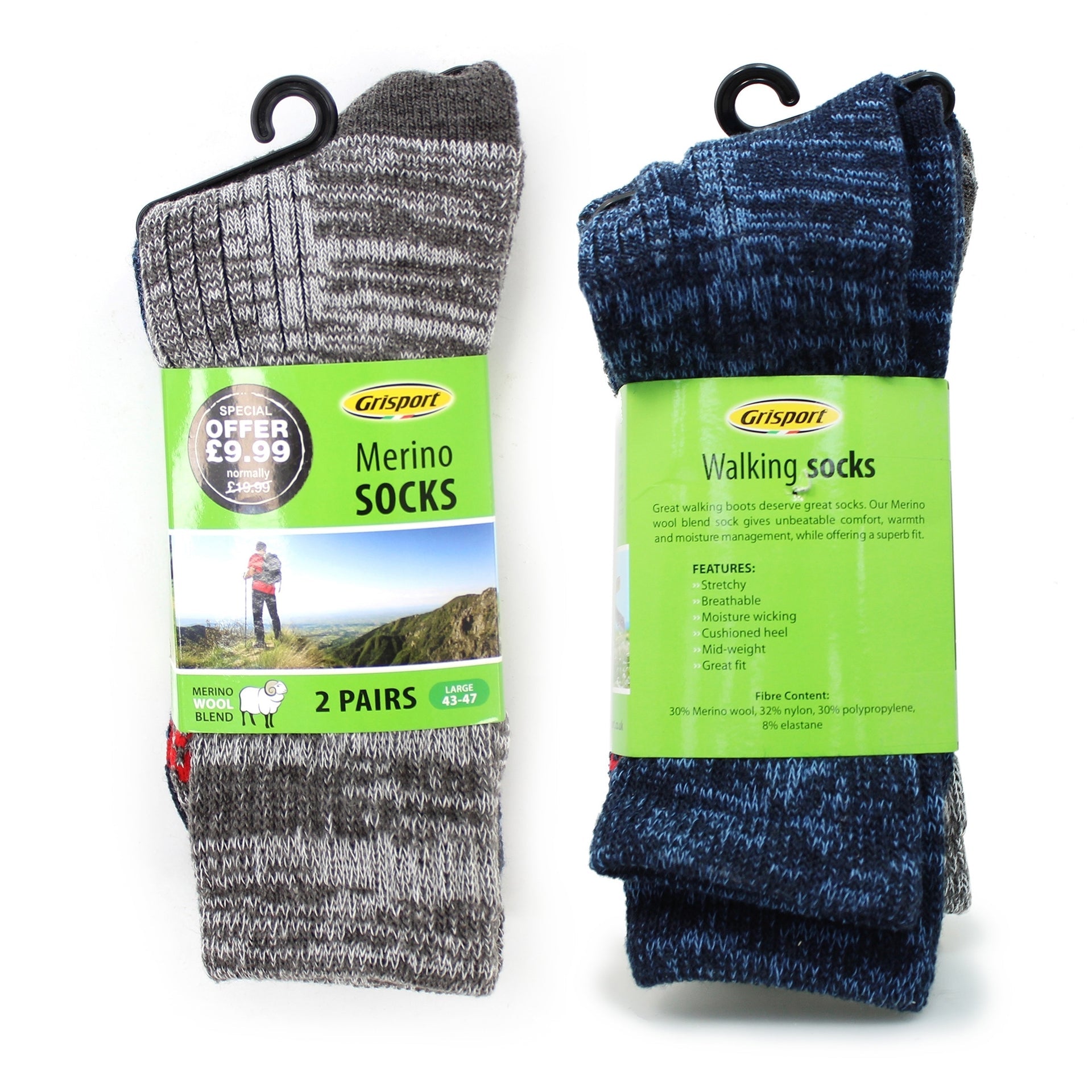 Mens Merino Wool Socks 2 Pairs