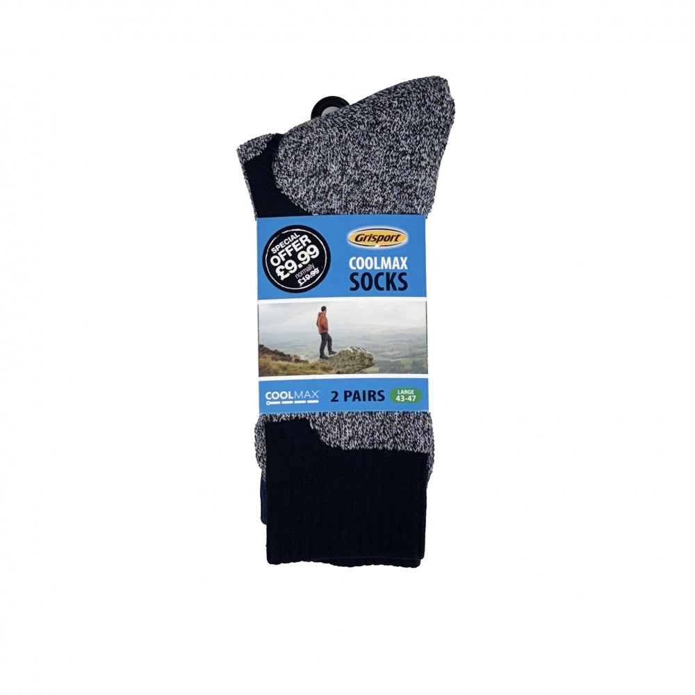 Mens Medium Coolmax 2 Pack Socks 39-42