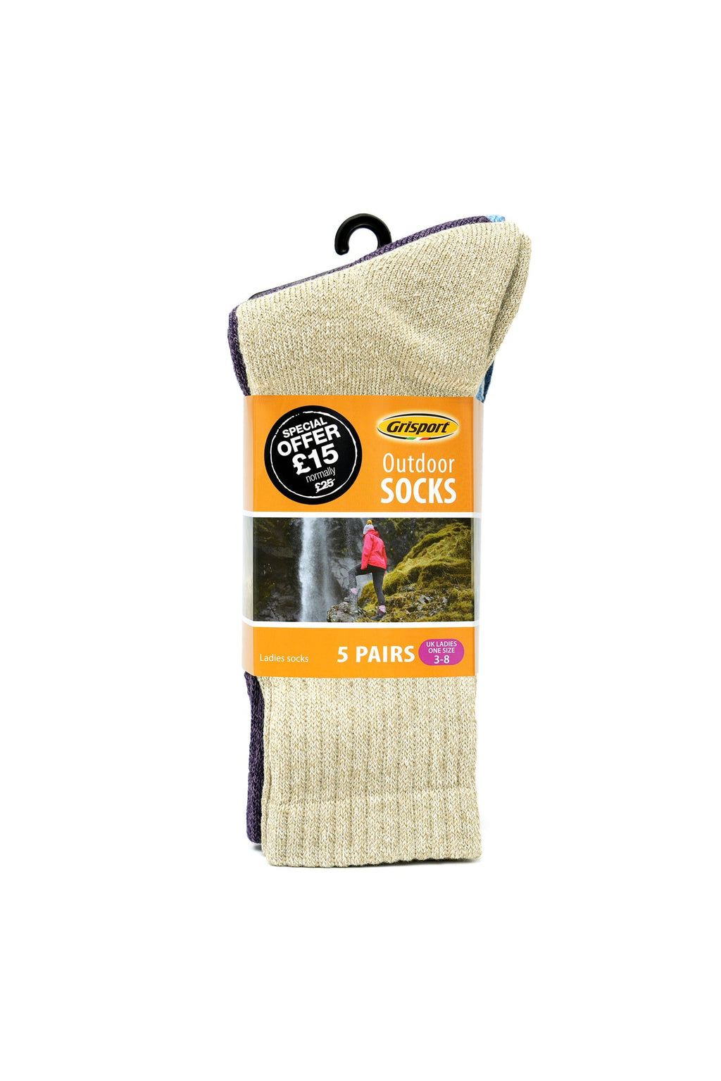 Ladies Outdoor Socks 5 Pair Pack One-Size 3-8