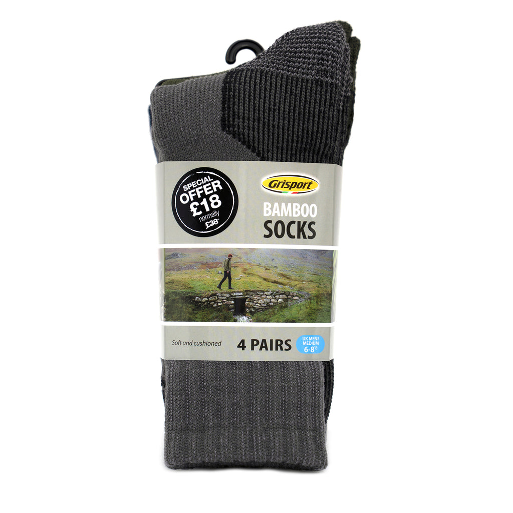 Mens Medium Bamboo 4 Pack Socks UK Size 6-8.5