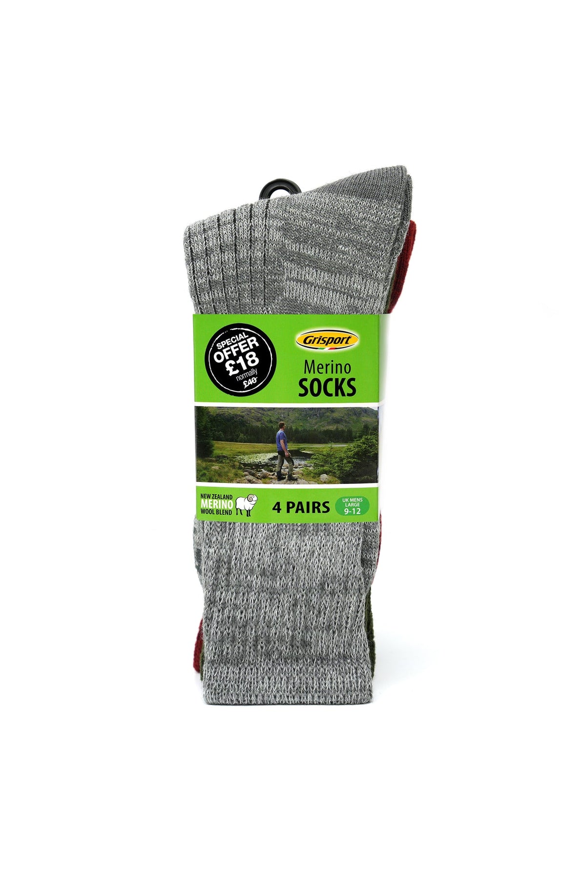 Mens Large Merino Wool 4 Pack Socks UK 9-12
