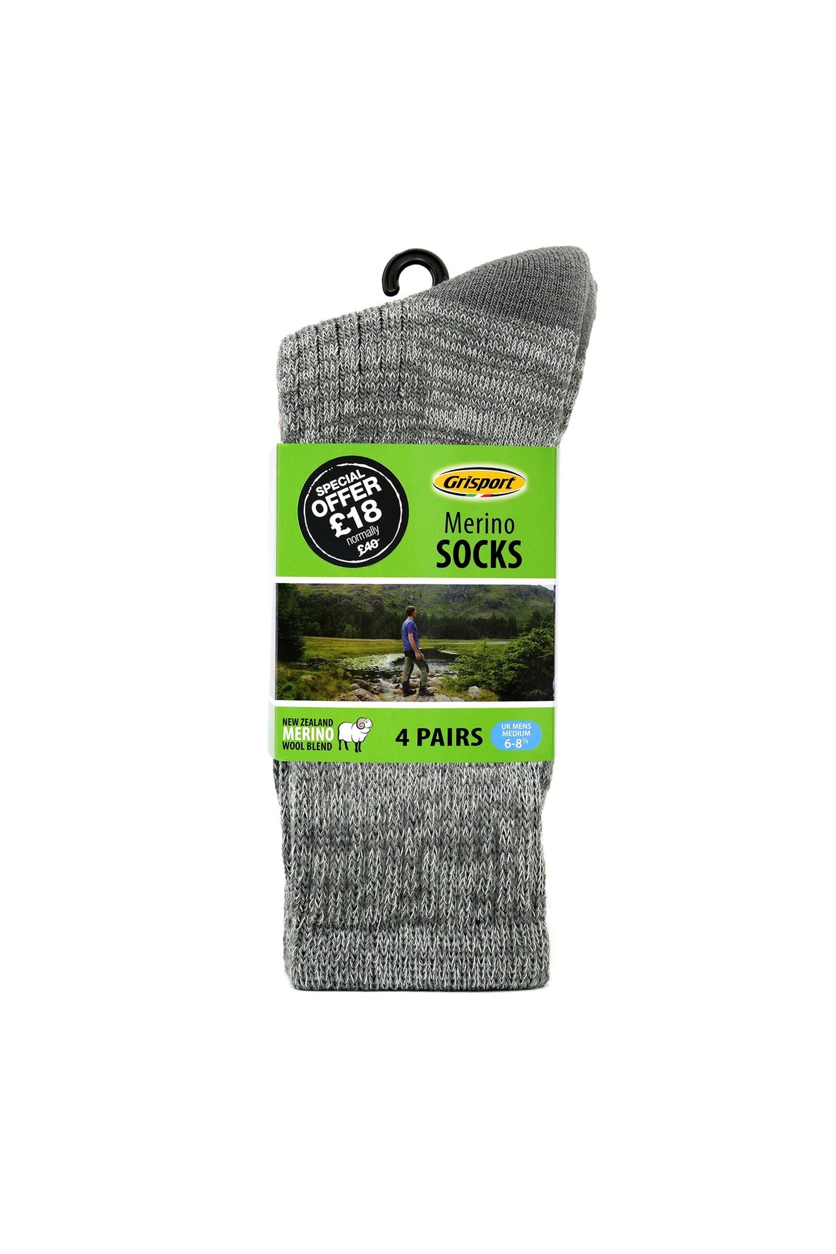 Mens Medium Merino Wool 4 Pack Socks UK 6-8.5