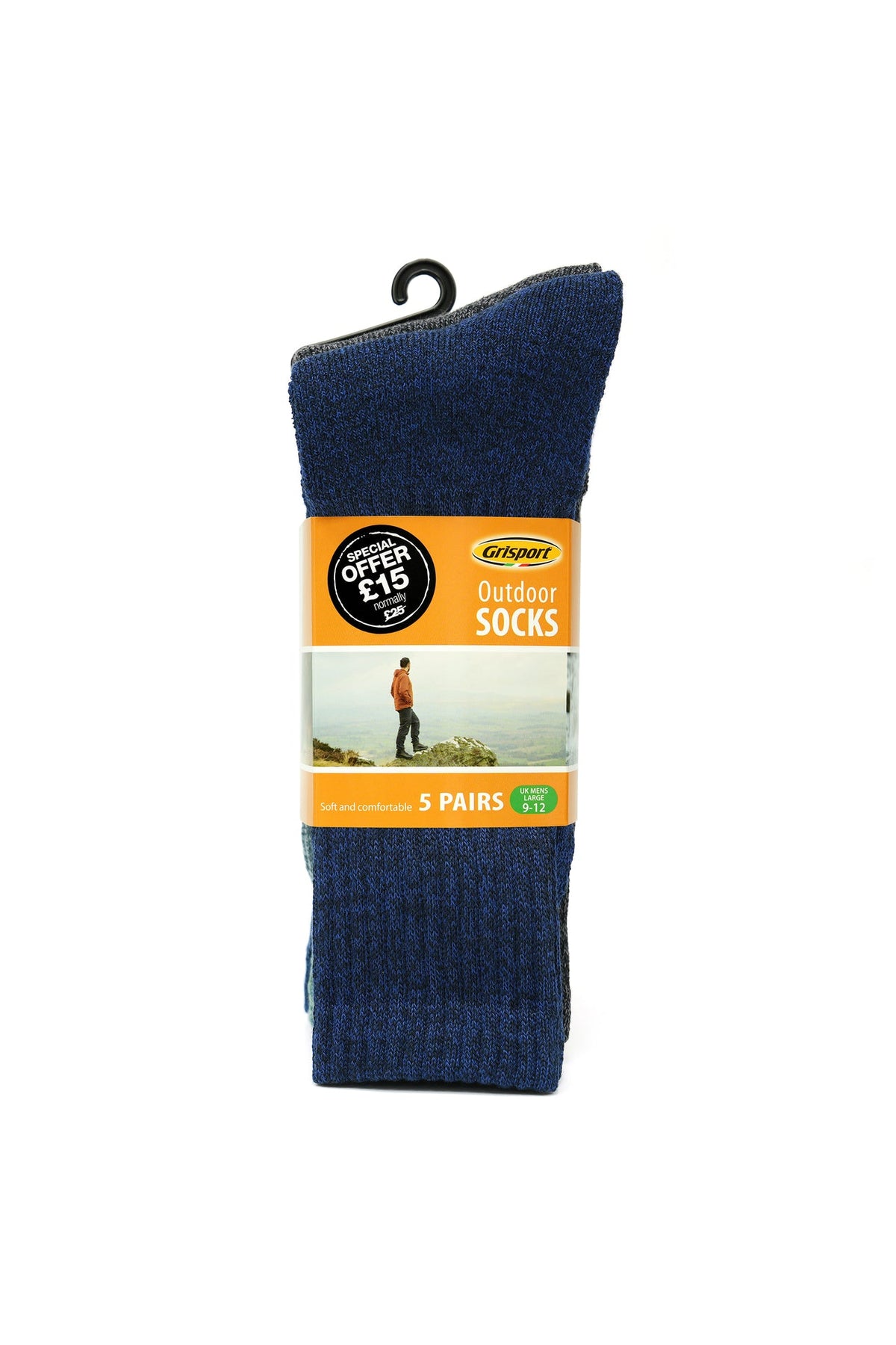 Mens Large Outdoor Socks 5 Pair Pack UK 9-12